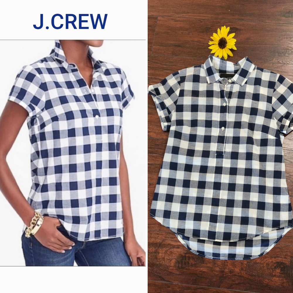 J.CREW MERCANTILE || Blue and White Checkered Top